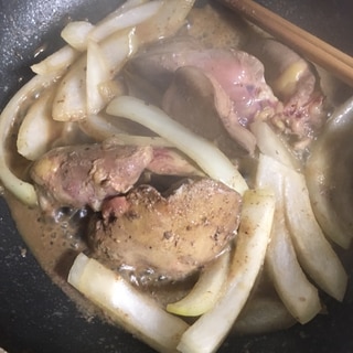 鶏肝玉ねぎ炒め